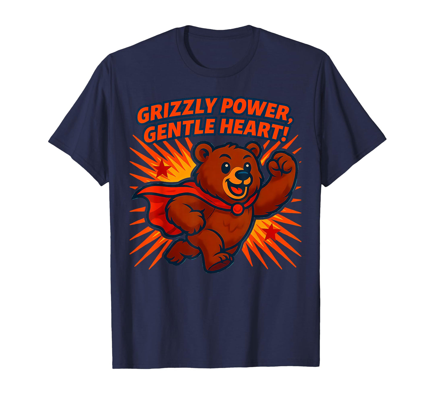 Grizzly Power Gentle Heart Superhero Bear T-Shirt