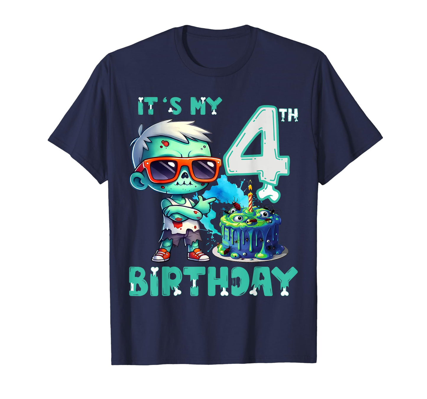 Kids It's My 4th Birthday Cool Zombie Lover 4 Year Old Boys T-Shirt