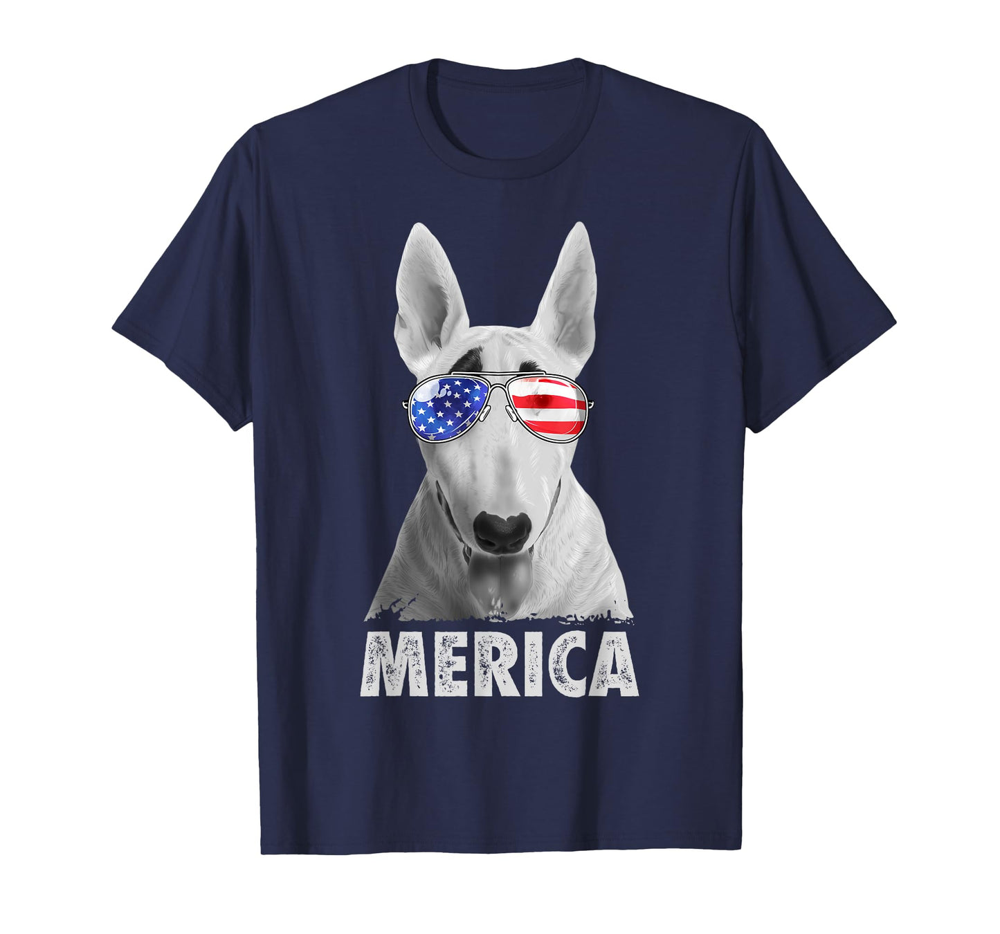 Bull Terrier 4th of July Merica Men American Flag Sunglasses T-Shirt