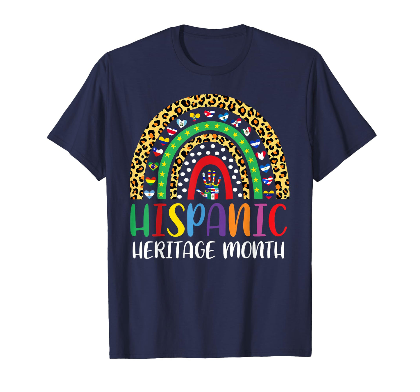 National Hispanic Heritage Month Rainbow Countries Flags T-Shirt
