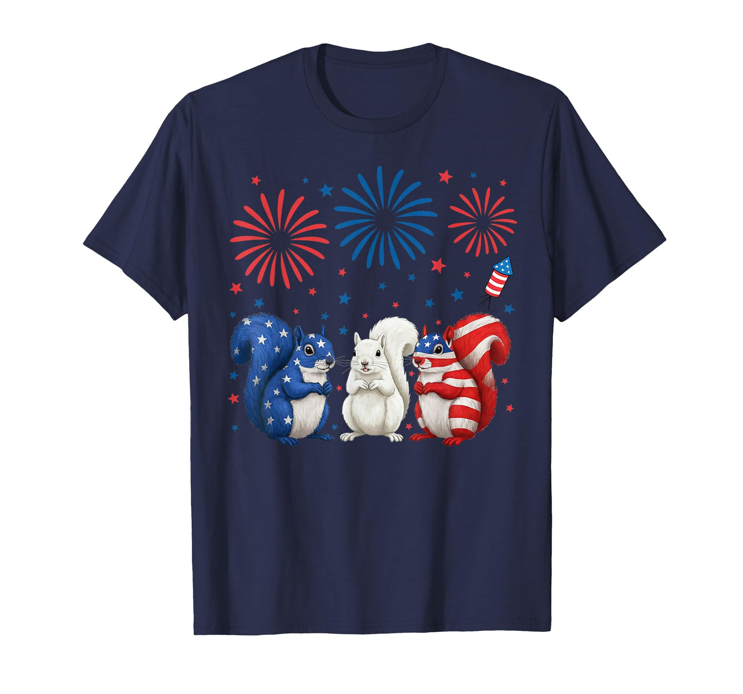 Squirrel USA Flag Patriotic 4th of July Gifts Men Women Kids T-Shirt