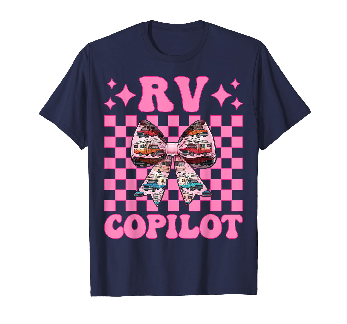 RV Copilot RV Camping Camper Motorhome Girl Mom Coquette Bow T-Shirt