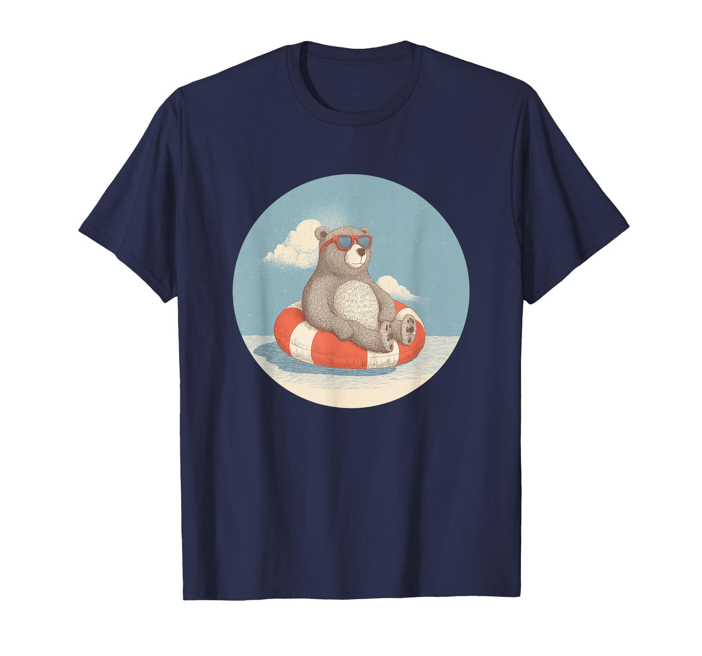Handsome Bear with Funny Pool Ring for Sunglasses Lovers T-Shirt