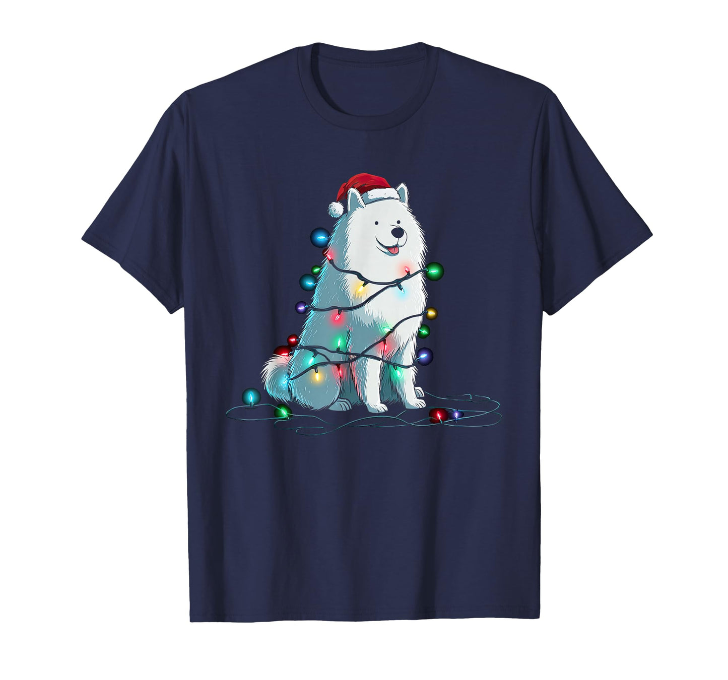 Funny Samoyed Christmas Graphics Dog Lights Lover T-Shirt