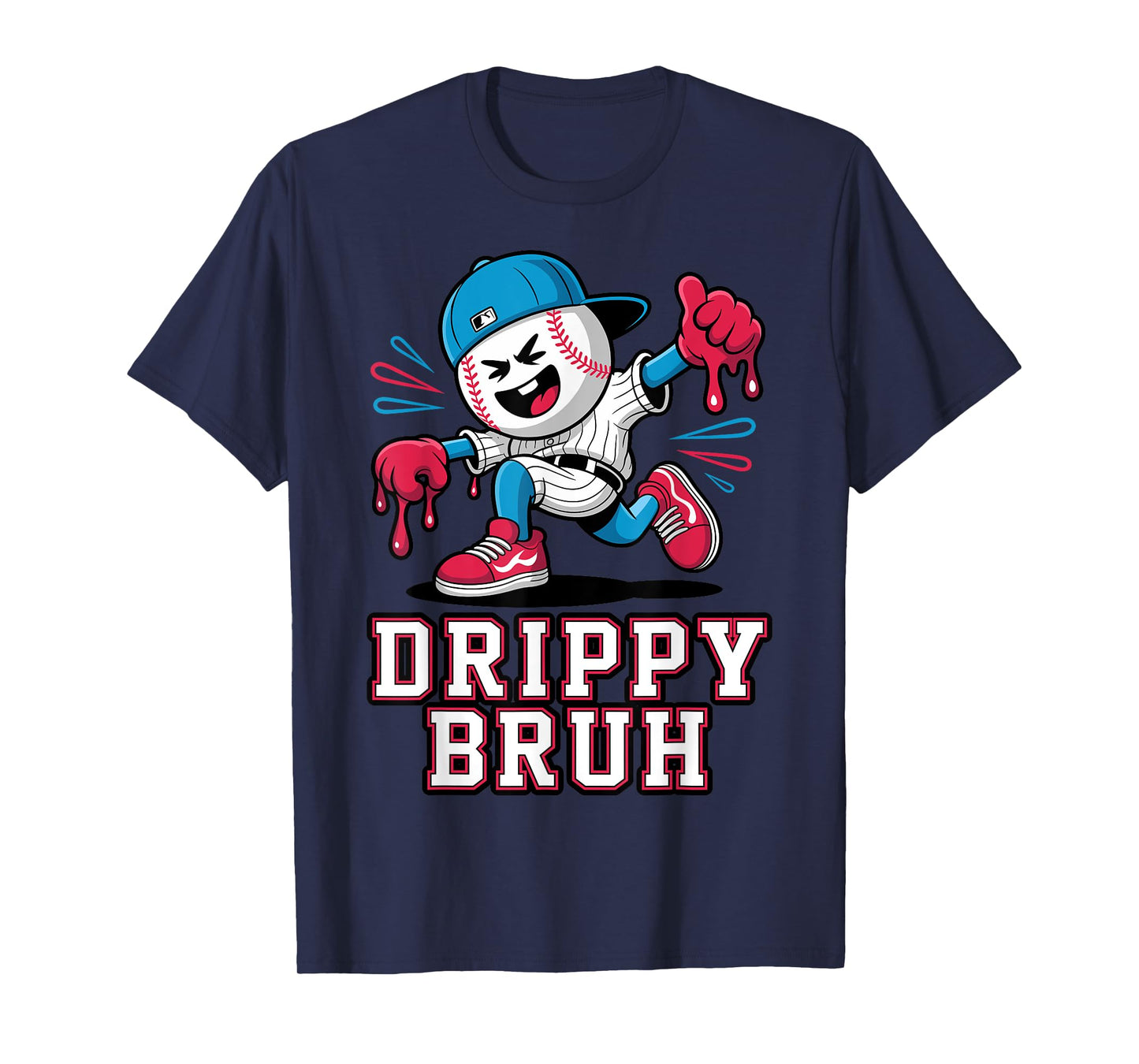 Funny Baseball Drip Bruh for Boys Kids Dripping Ice Cream T-Shirt
