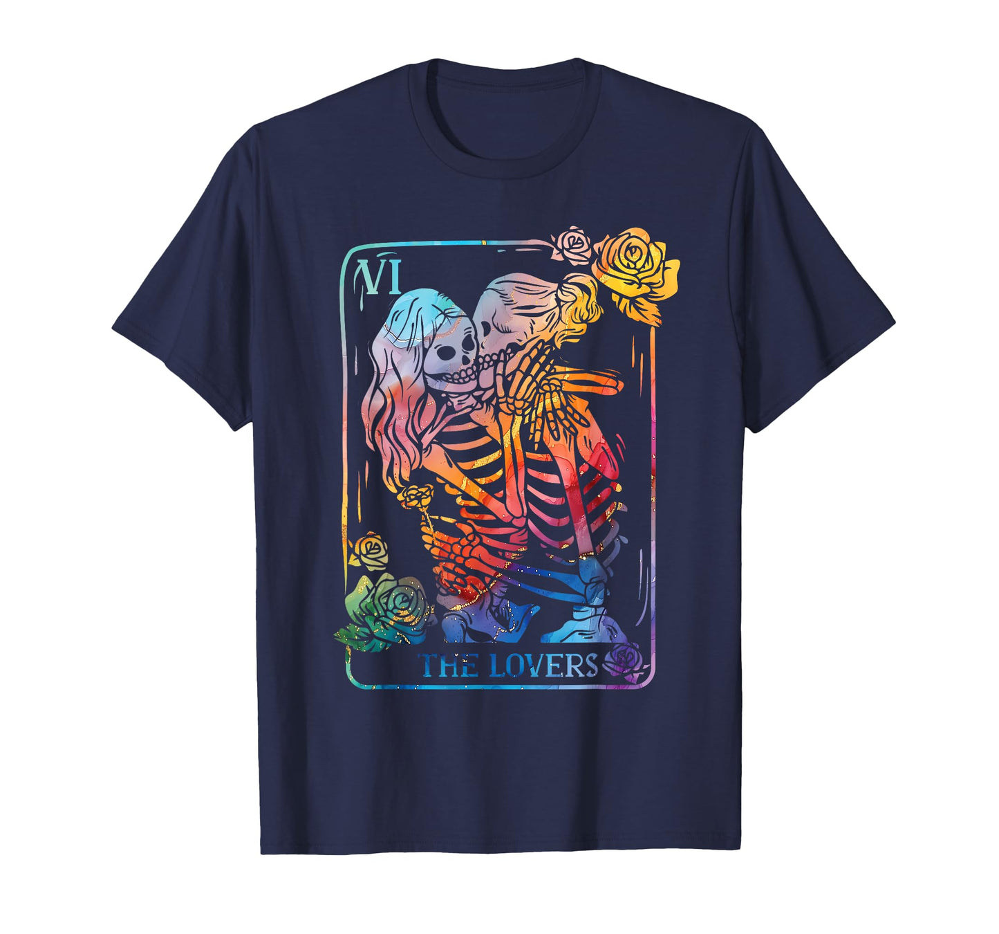 The Lovers Tarot Card Occult Goth Kissing LGBT Rainbow Pride T-Shirt
