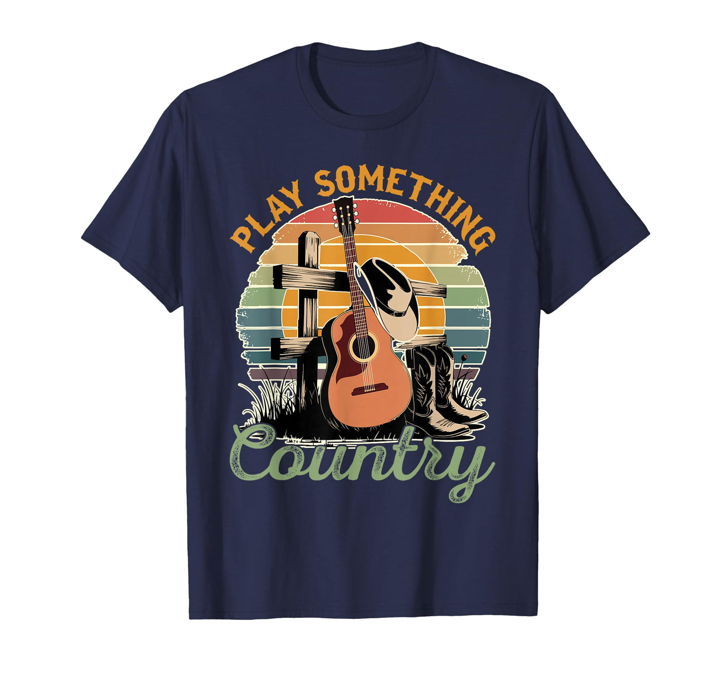 Funny Loves Country Music Country Music Festival Play Something Country T-Shirt Unisex-Adults Black Small Modern Classic U-Neck Short Sleeve T-Shirt
