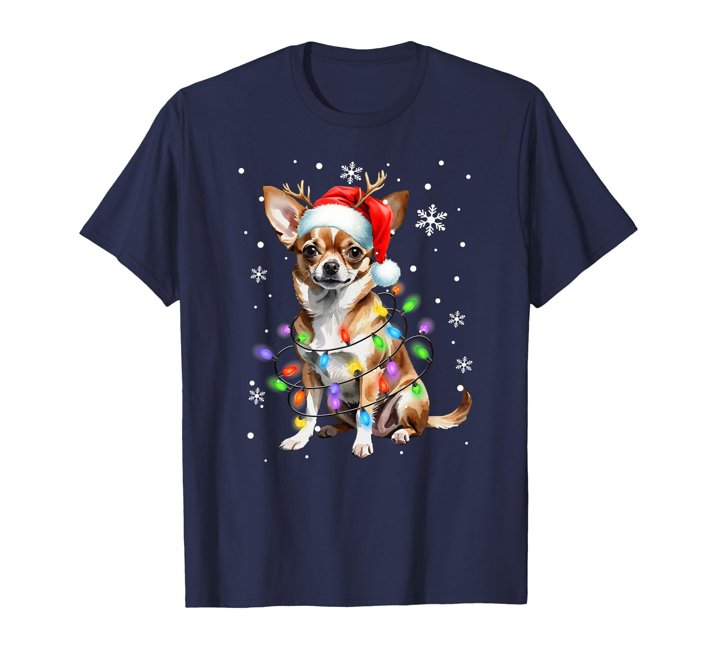 Chihuahua dog Christmas Sweater Dog Xmas Lights T-Shirt