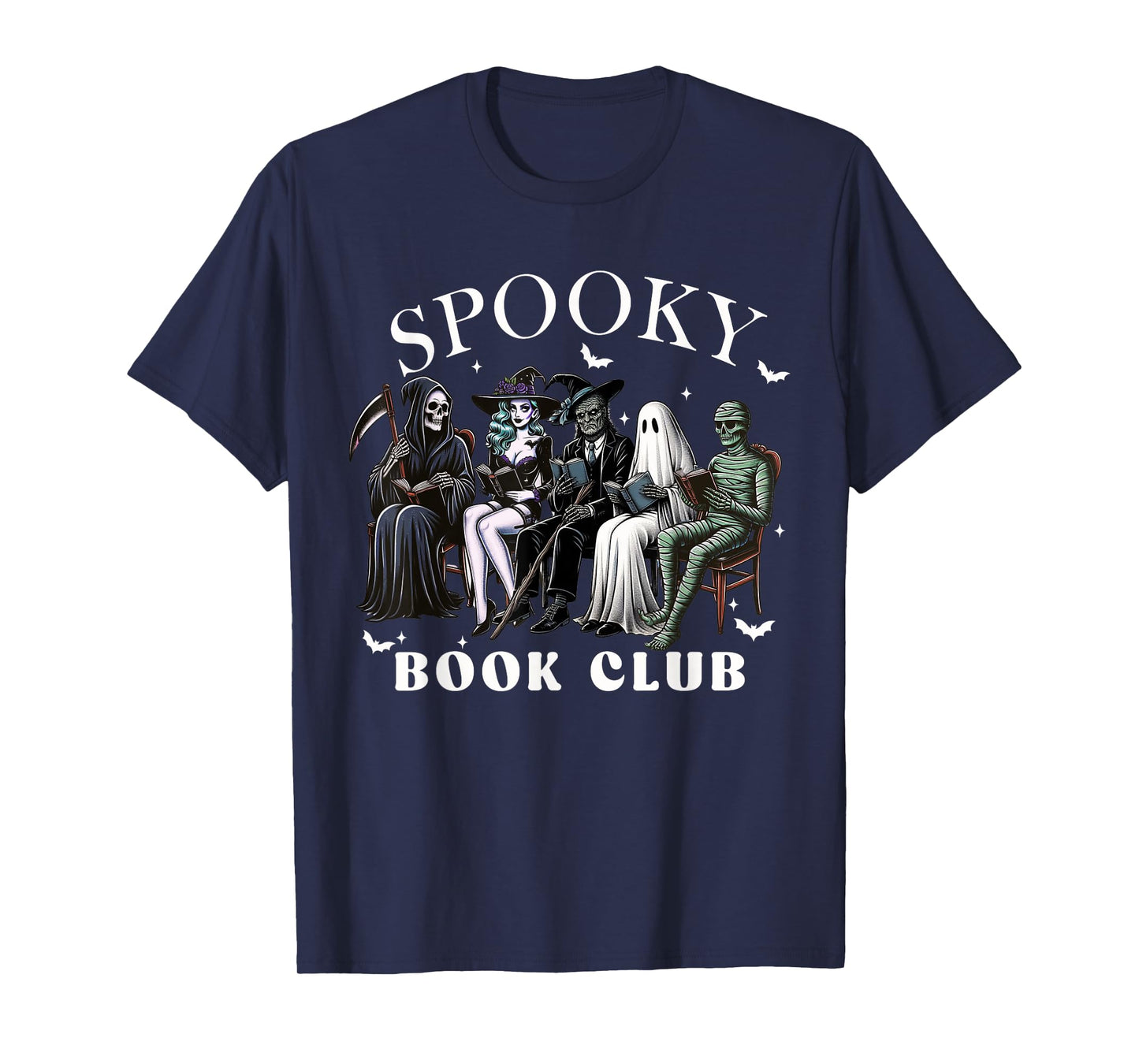 Spooky Book Club Reading Ghost Witch Mummy Spooky Halloween T-Shirt