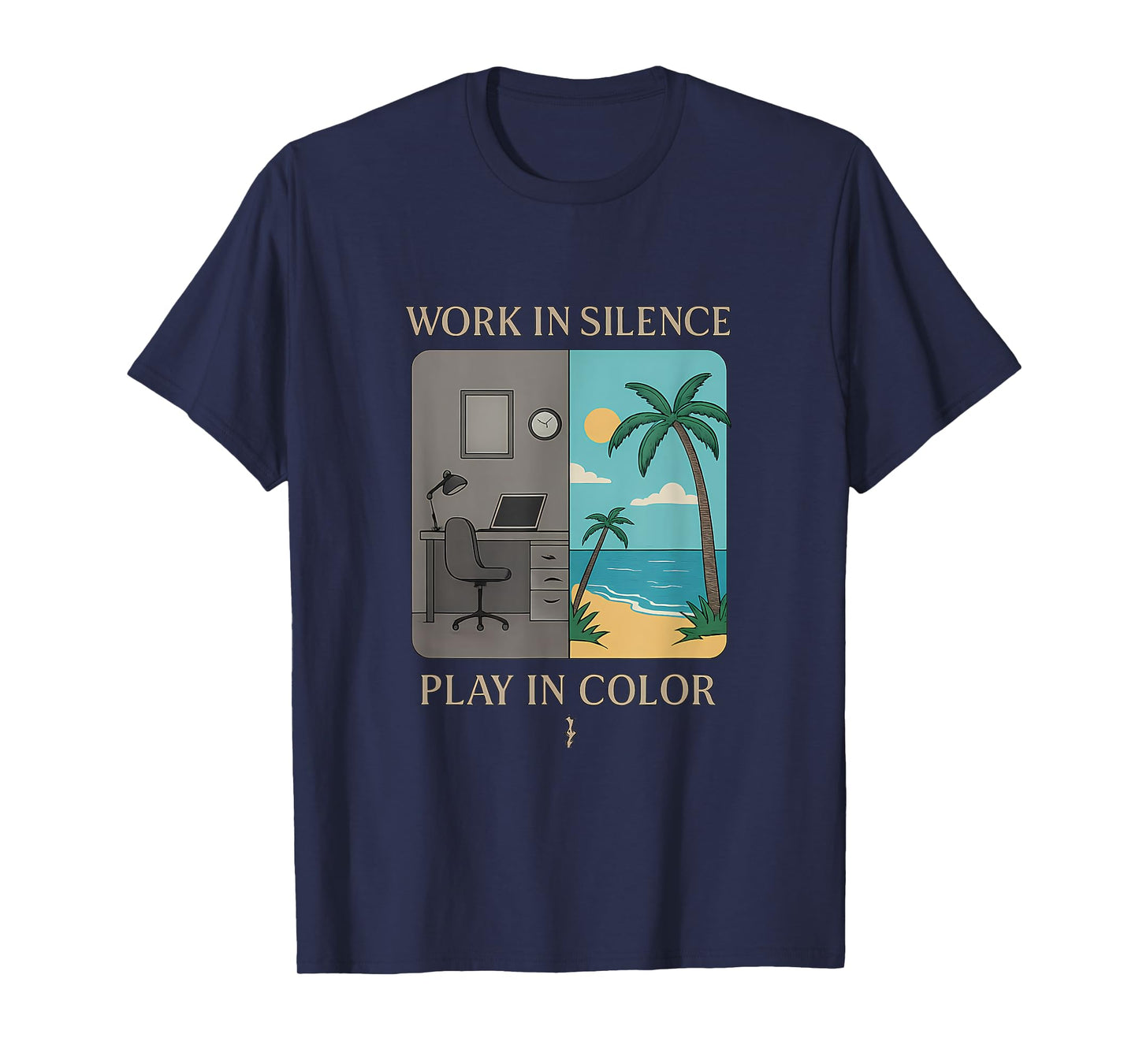 Work in Silence Play in Color Grey Turquoise Design T-Shirt