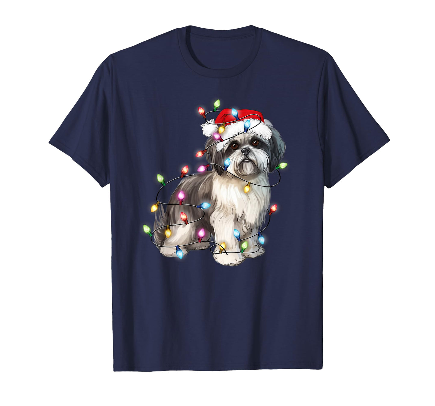 Shih Tzu Dog Christmas Lights Xmas Cute T-Shirt