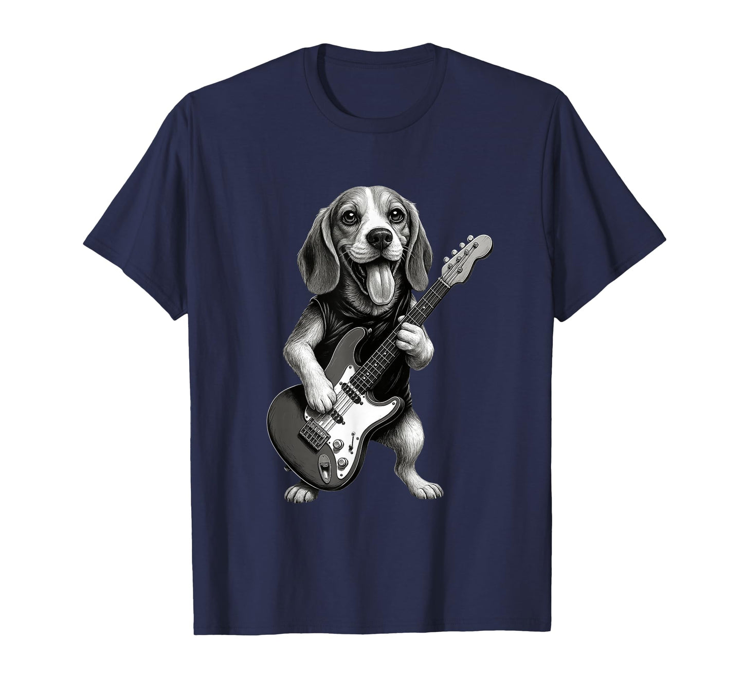 Beagle Dog Playing Guitar Funny Dog Lover T-Shirt