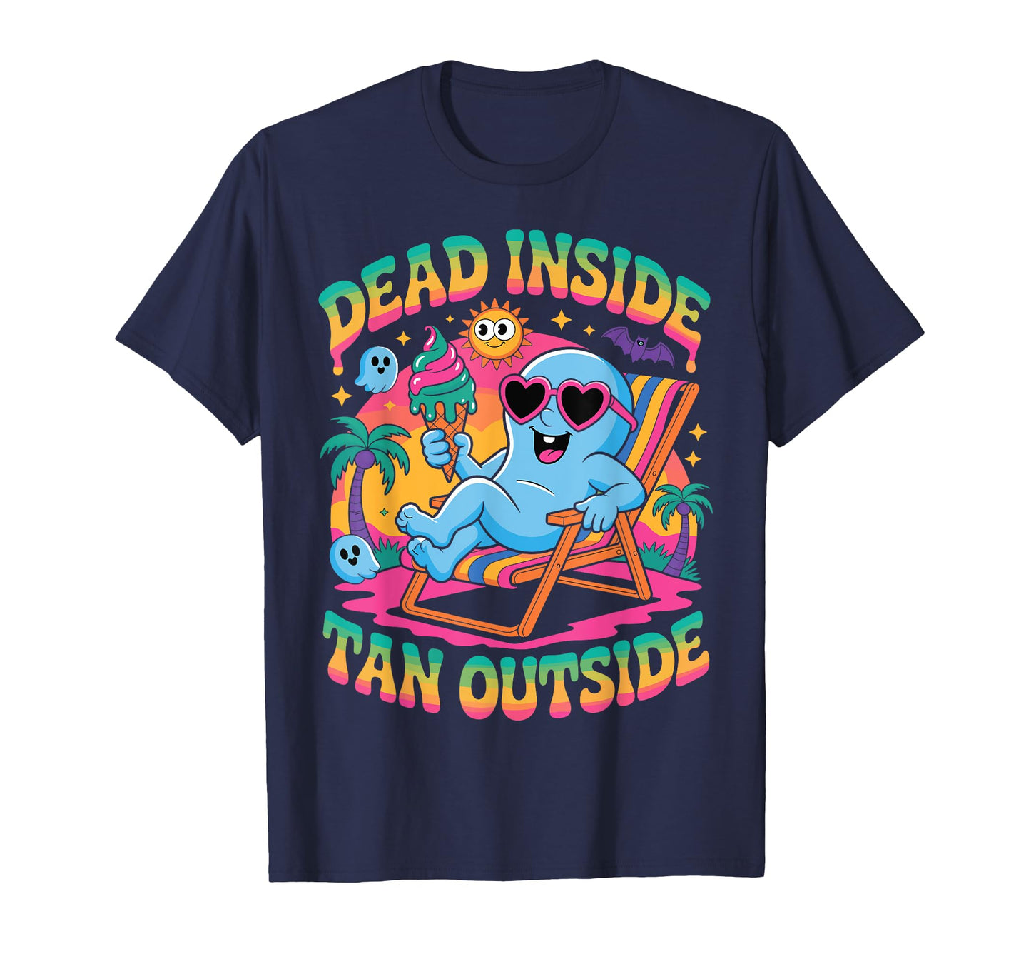 Dead Inside Tan Outside Funny Ghost Summerween T-Shirt