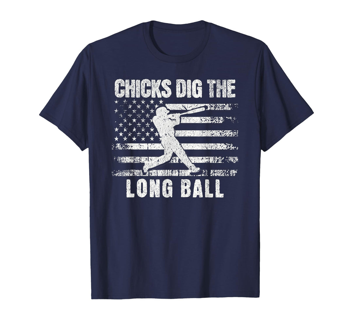 Funny Baseball Chicks Dig The Long Ball USA Flag T-Shirt