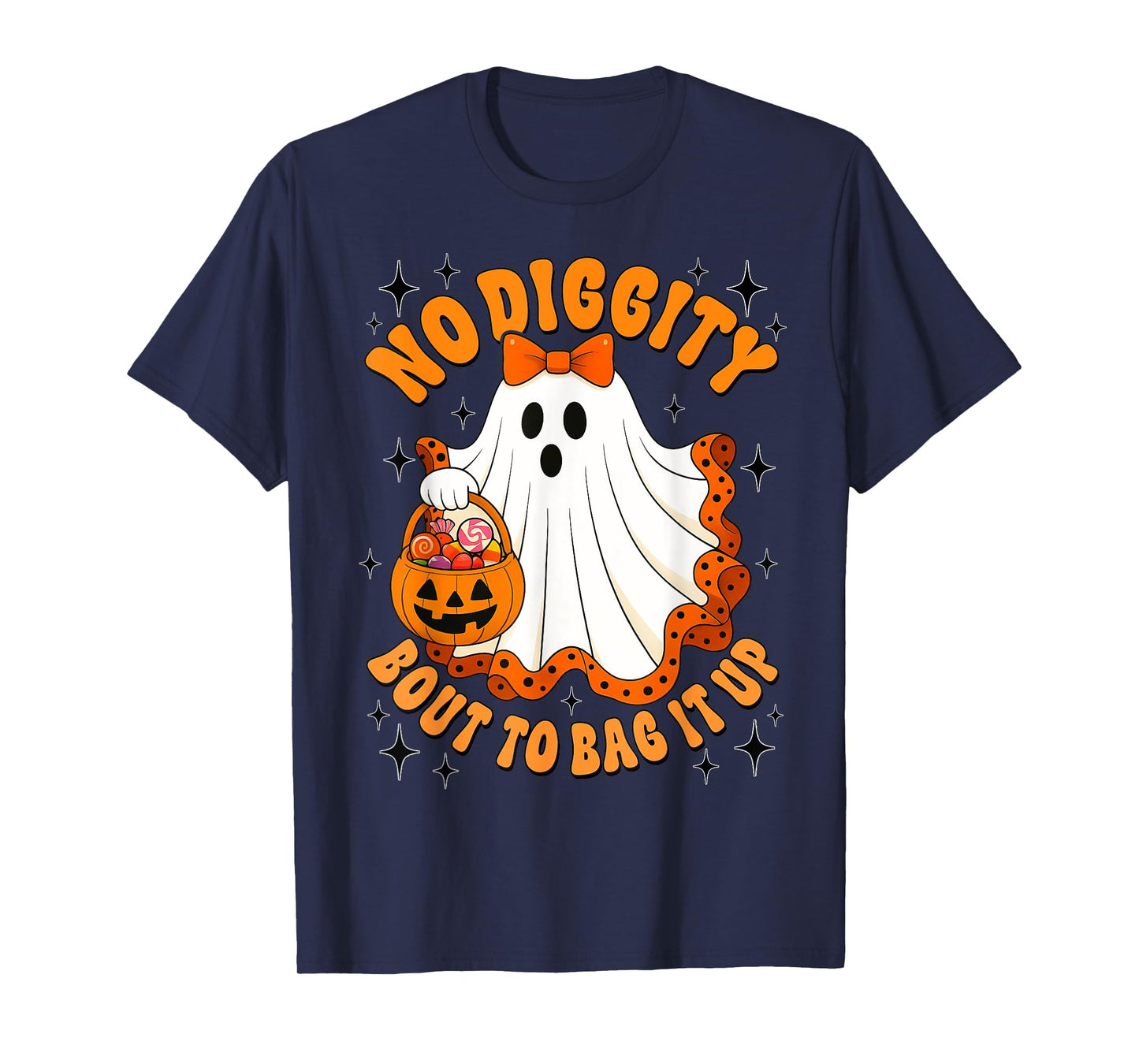 No Diggity Bout To Bag It Up Cute Ghost Halloween Kids T-Shirt