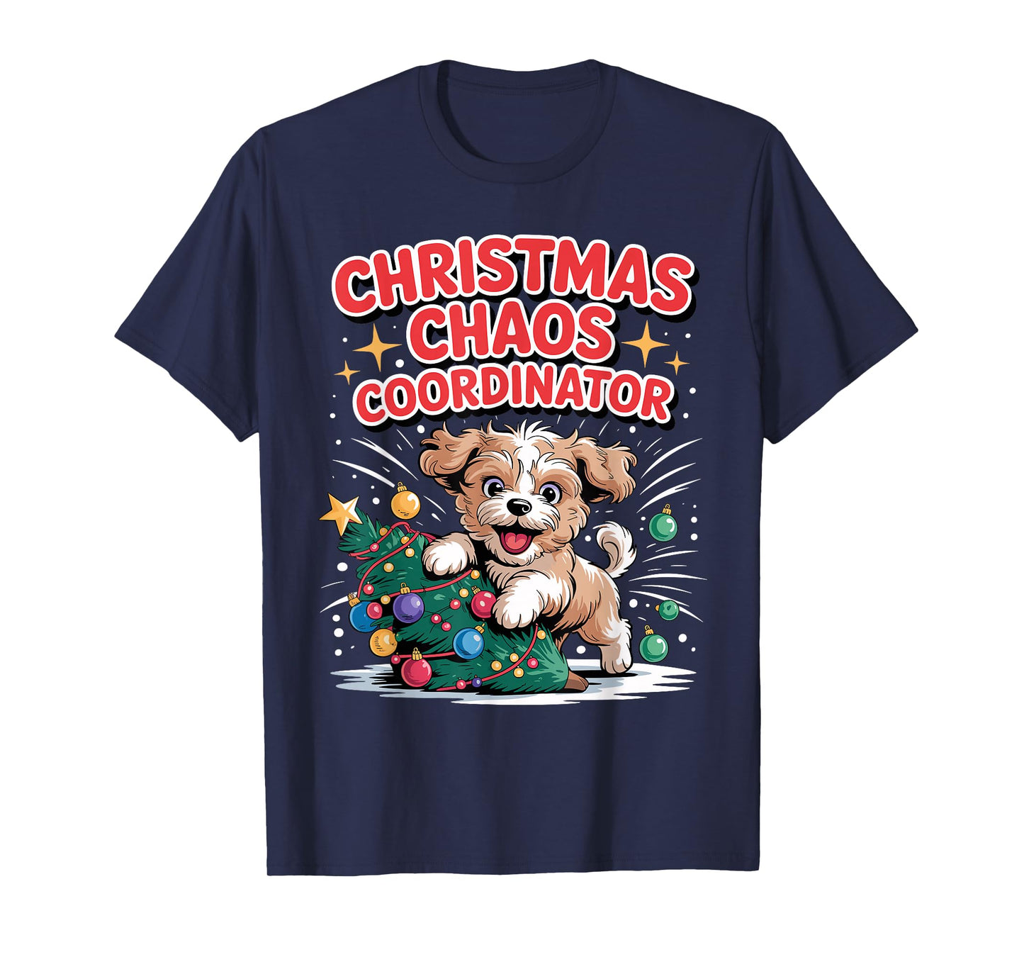 Christmas Chaos Coordinator Xmas Puppy Funny Shi-Poo T-Shirt