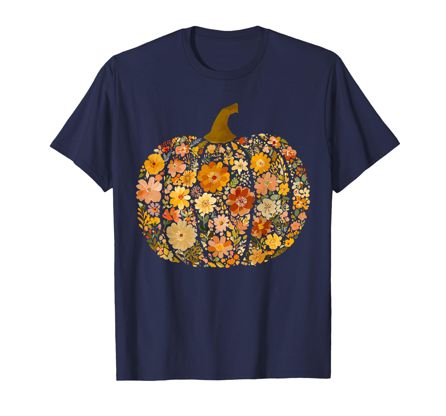 Chinoiserie Fall Pumpkin Boho Floral Halloween Thanksgiving T-Shirt