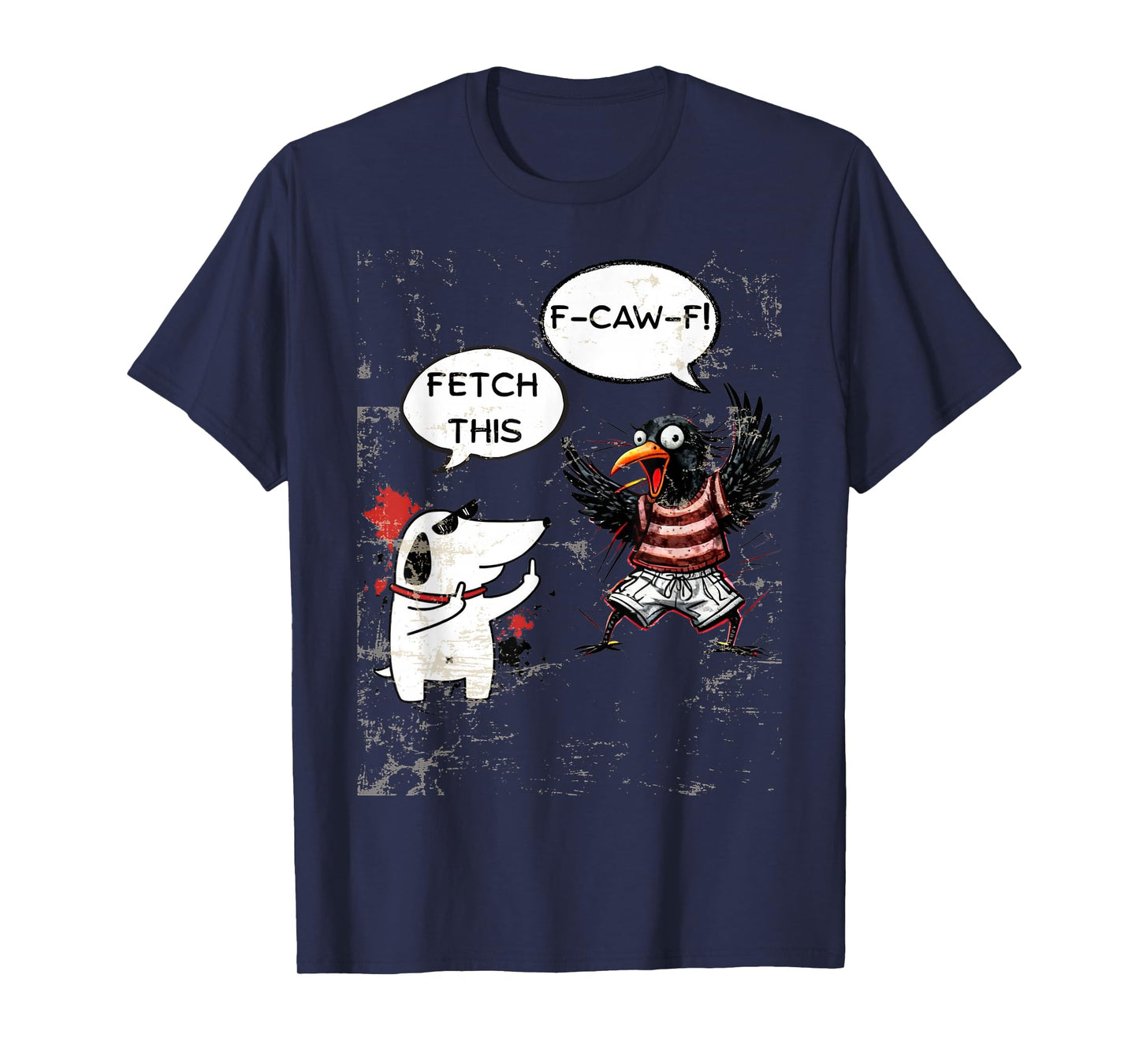 Black Funny Crow and Dog F-CAW-F Tee Pet Lovers T-Shirt