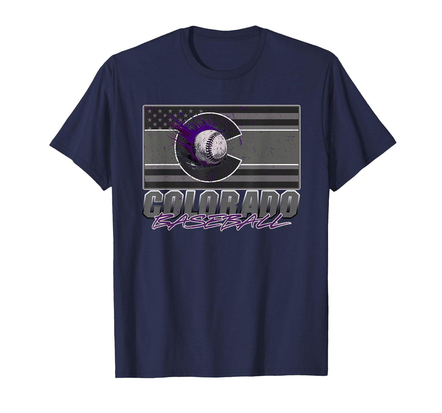 Colorado Flag / USA Flag Baseball Colorado Baseball Graphic T-Shirt