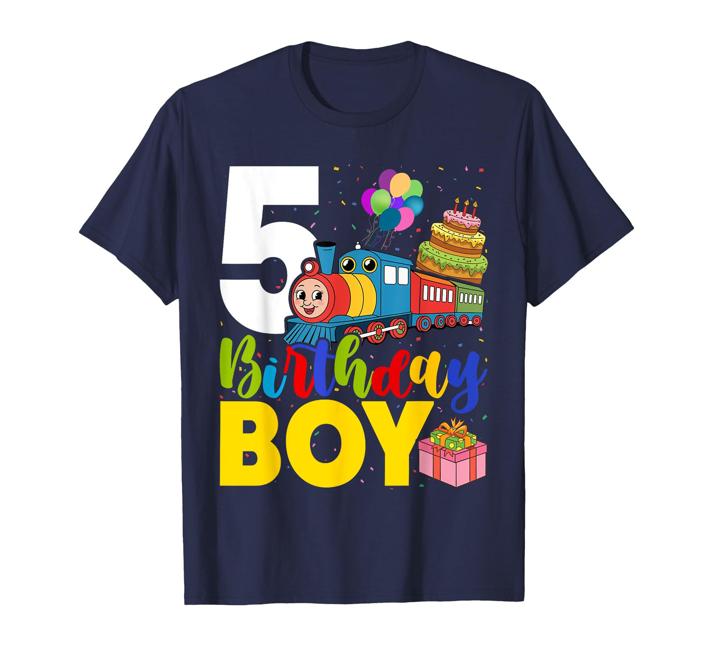 Kids 5th Birthday Train Boys 5 Years Old I'm Five T-Shirt