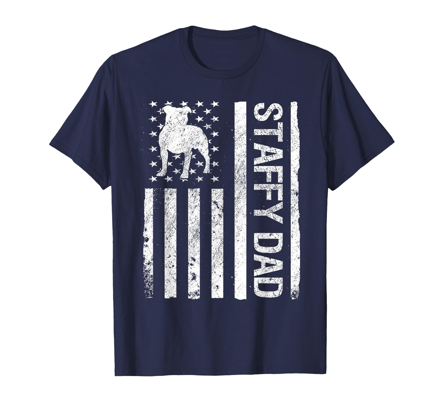Staffy Dad USA Flag Pet Staffordshire Bull Terrier Dog Dad T-Shirt