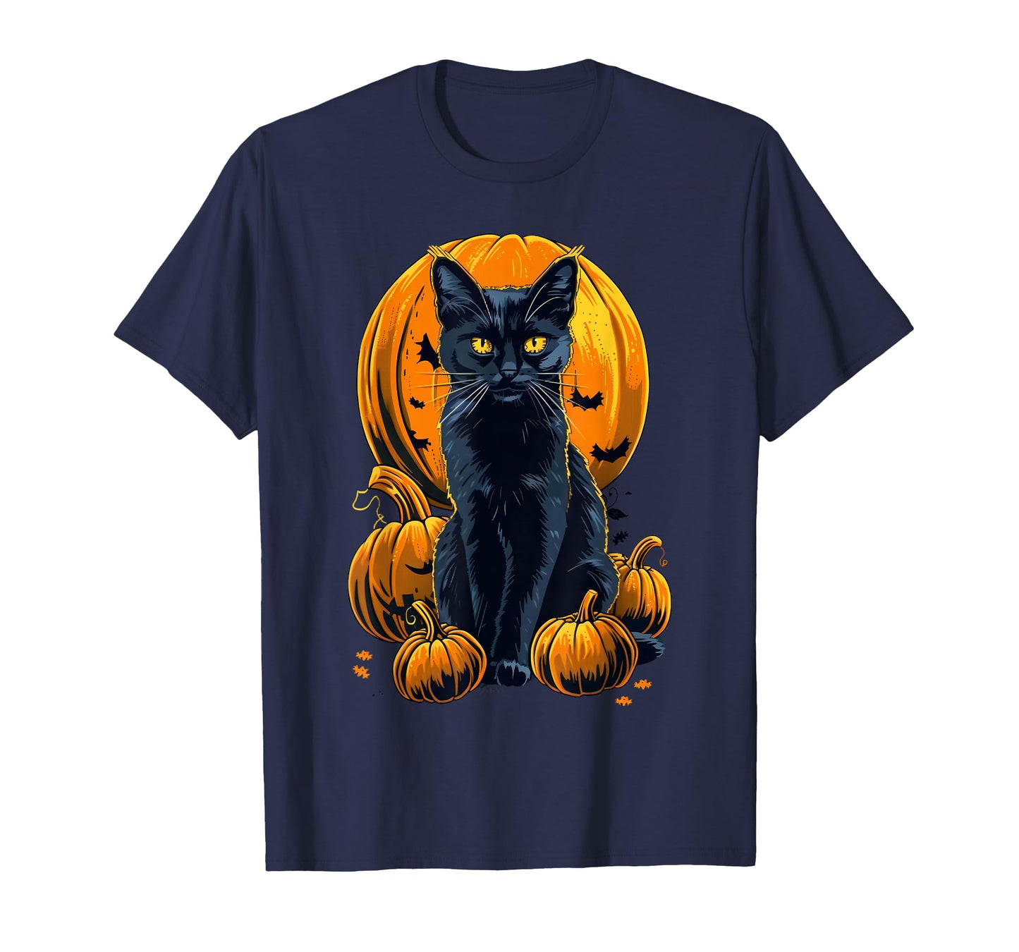 Retro Black Cat Halloween Pumpkin Costume For Women Men Kids T-Shirt