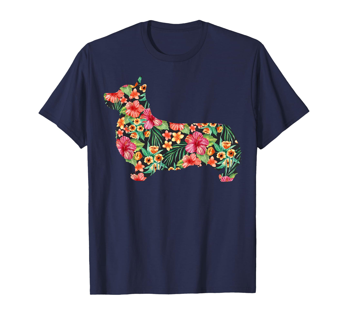 Corgi Flower Funny Dog Silhouette Floral Gifts Women Men T-Shirt