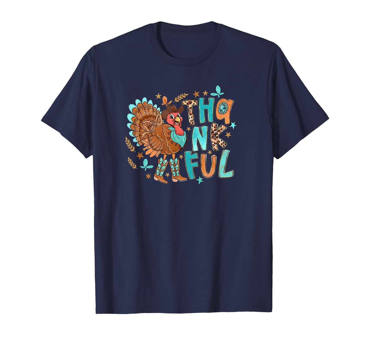 Western Turkey Cowboy Happy Thanksgiving Fall Season Outfit T-Shirt
