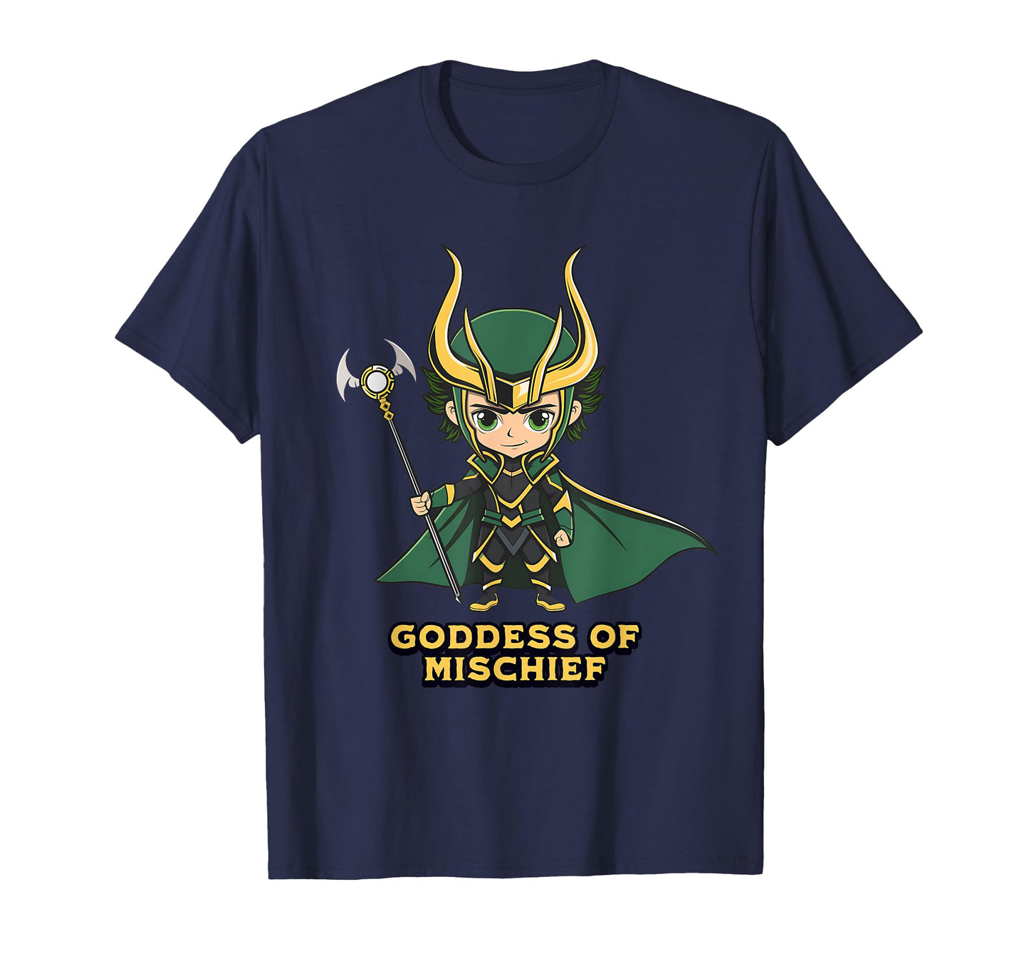 Chibi Mischief Lover Loki Variant Goddess of Mischief Unisex T-Shirt Black Small Chibi-Style Design Classic Fit Short Sleeve