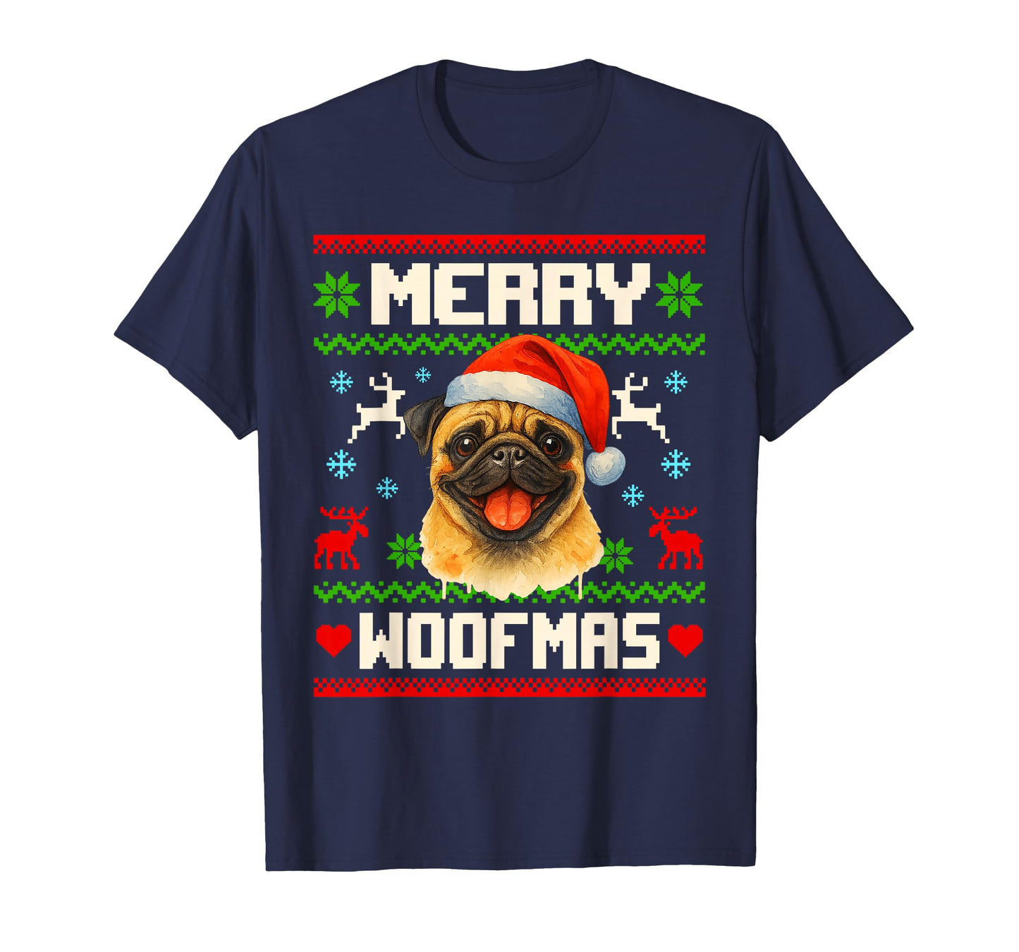 Funny Pug Christmas Ugly Sweater Pet Dog Lover Xmas T-Shirt