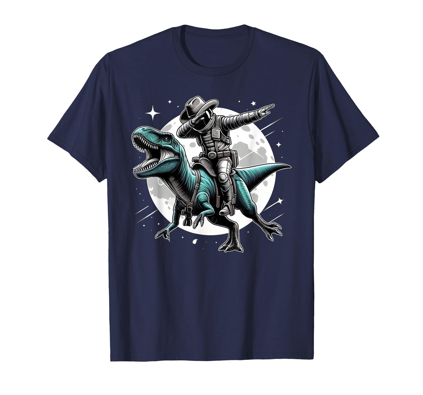 Dabbing Astronaut Cowboy T-Rex Dinosaur Space Halloween T-Shirt
