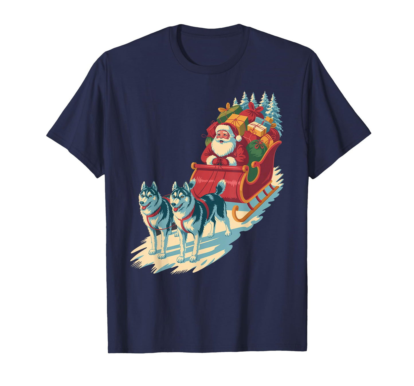 Funny Santa Husky Sleigh Ride – Vintage Holiday Classic T-Shirt