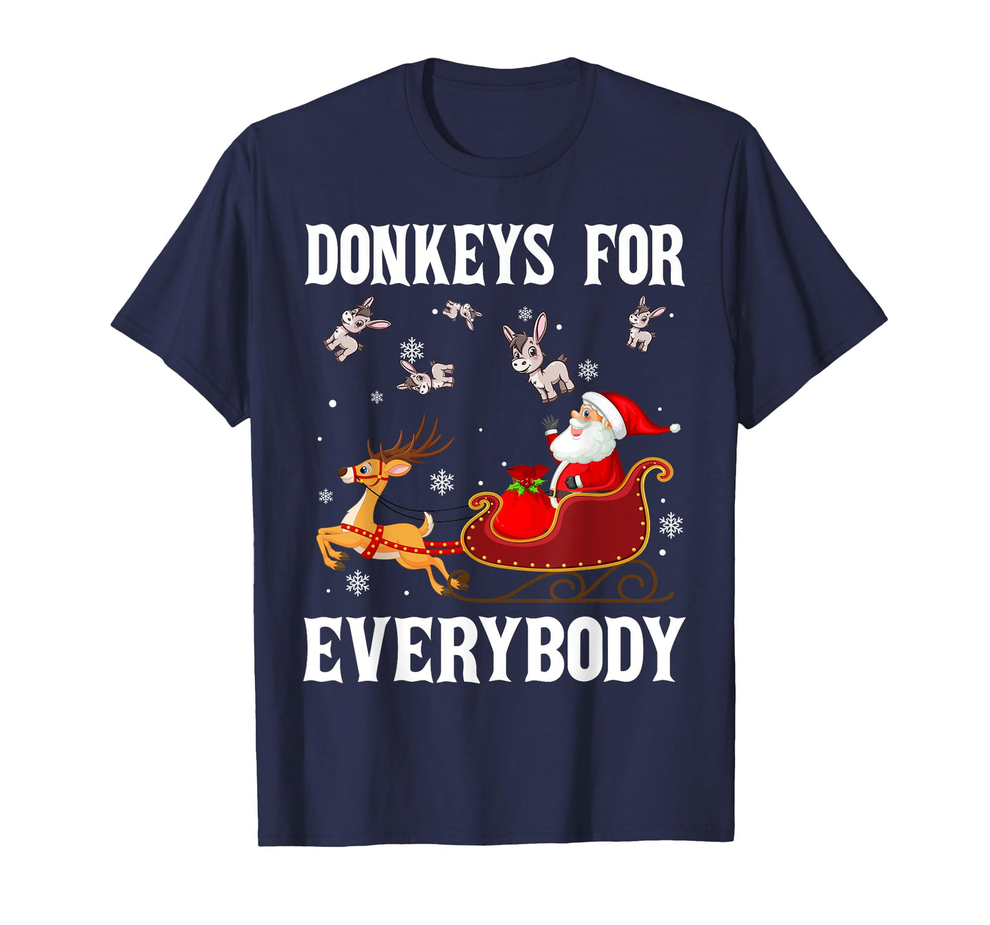 Donkeys For Everybody Christmas Santa Claus Donkey Xmas T-Shirt