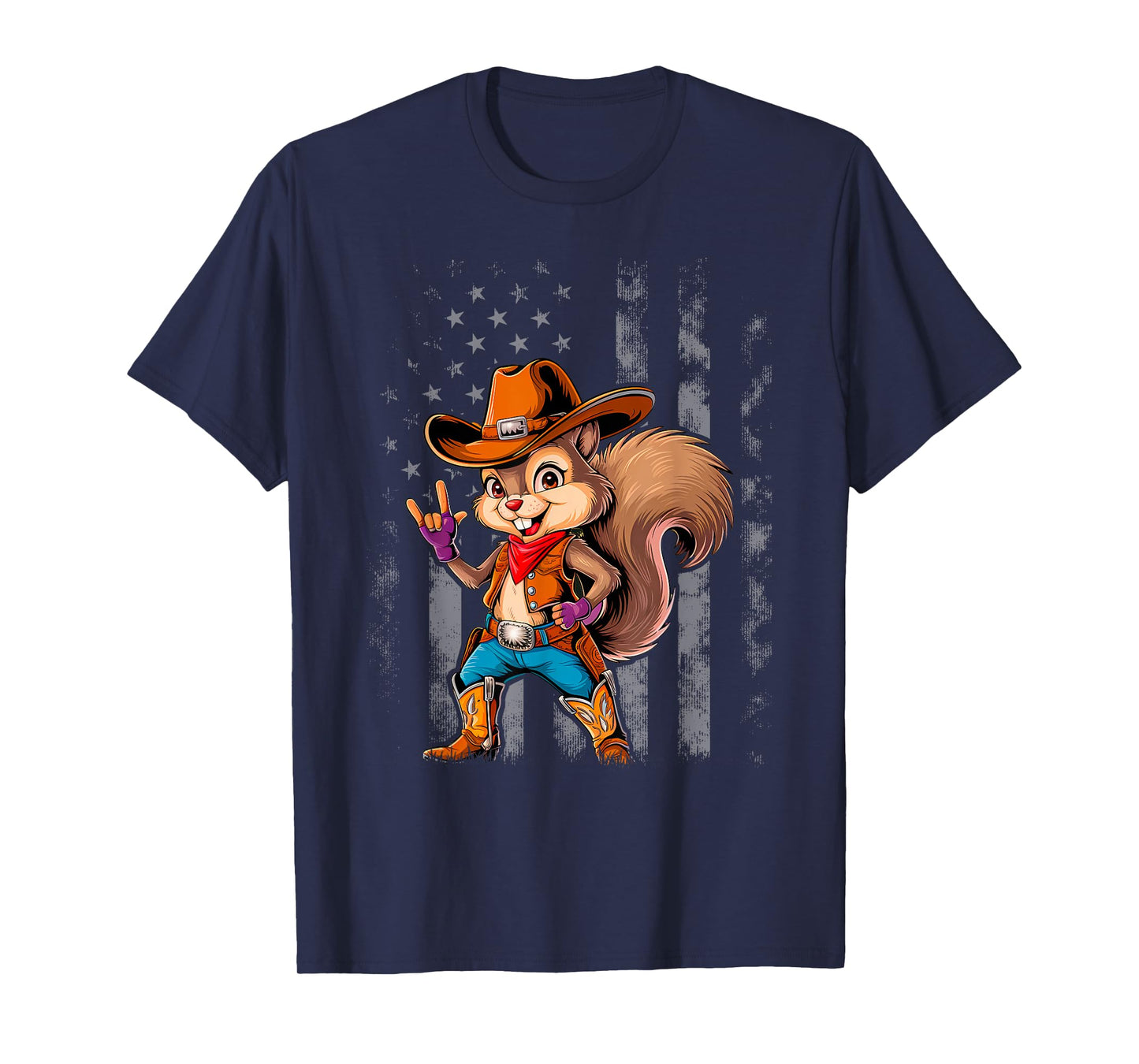 Vintage Squirrel Funny Cowboy Cowgirl Western Country Animal T-Shirt