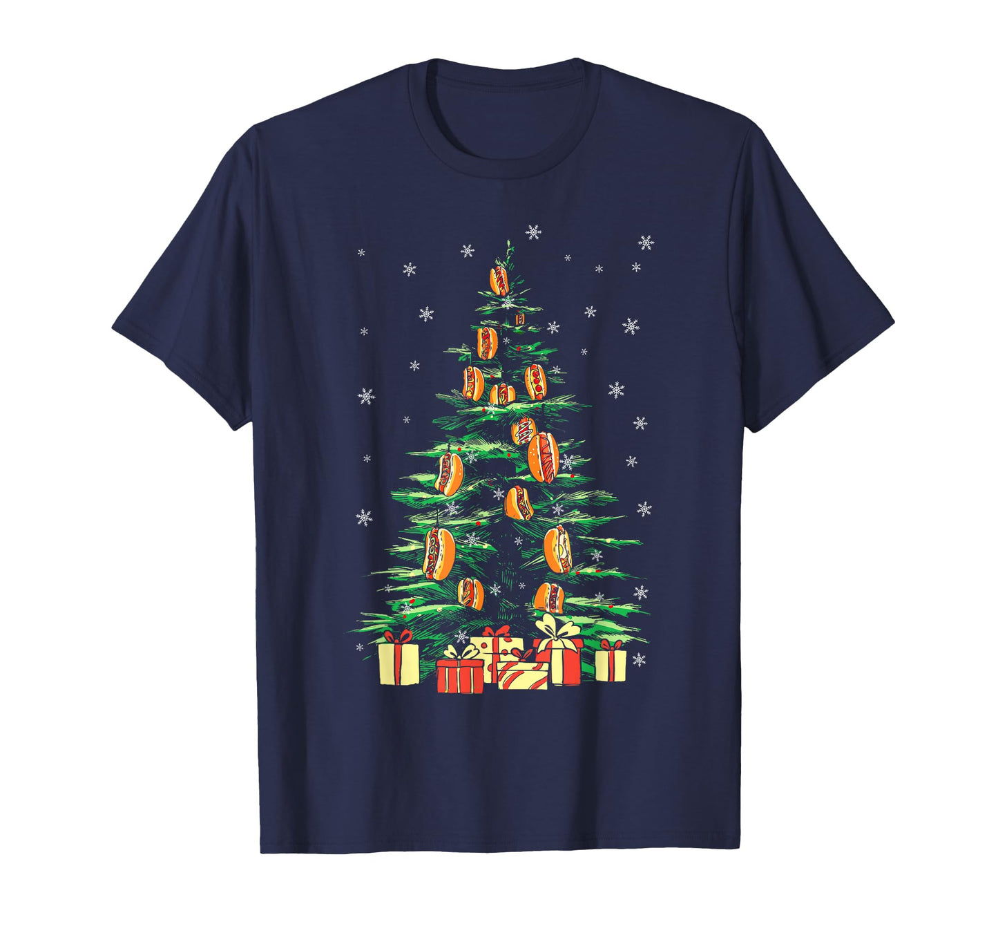 Hot Dog Adult Christmas Tree T-Shirt