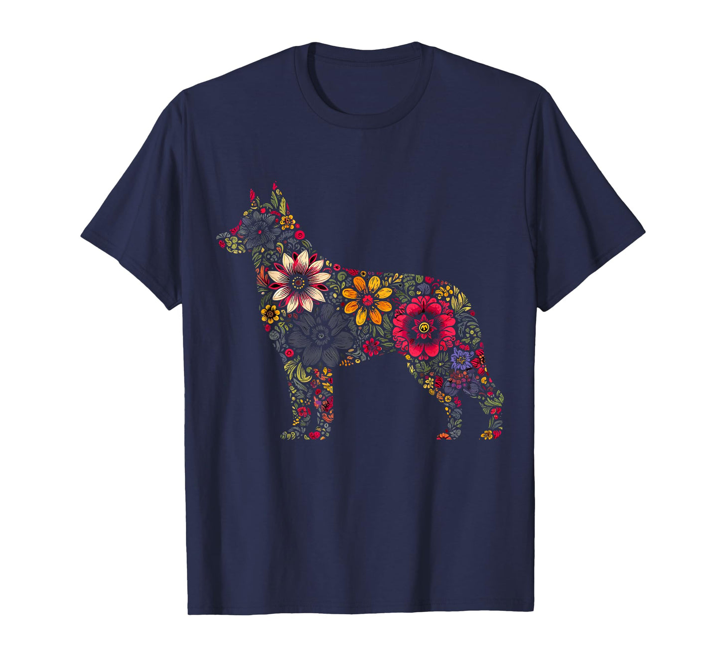 Floral German Shepherd T-Shirt