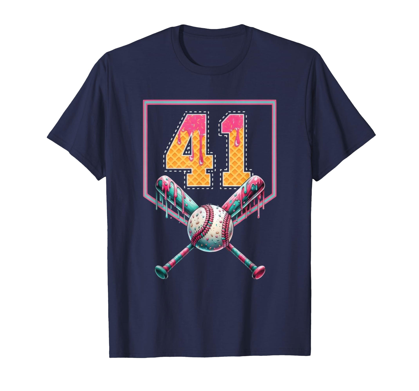 Baseball Drip Number 41 Player Or 41st Birthday T-Shirt