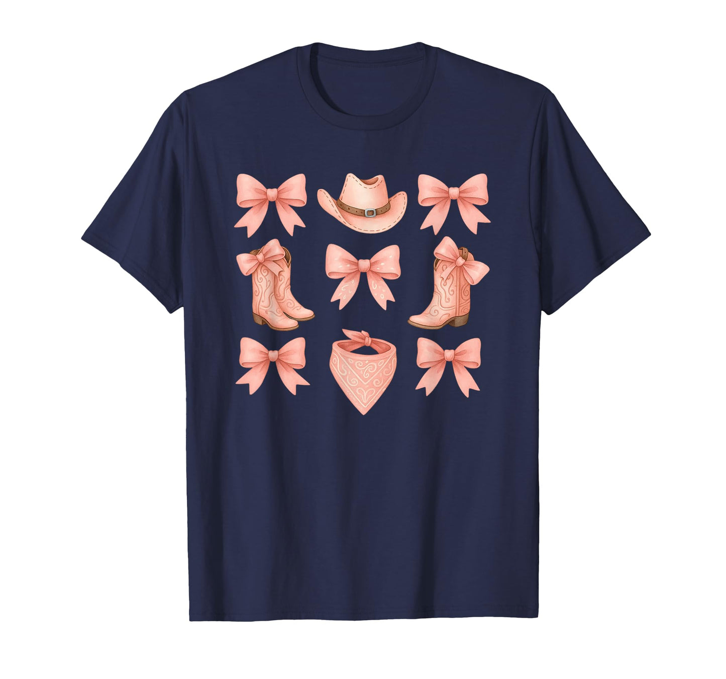 Coquette Pink Bow Cowgirl Boots Western Country Youth Teen T-Shirt