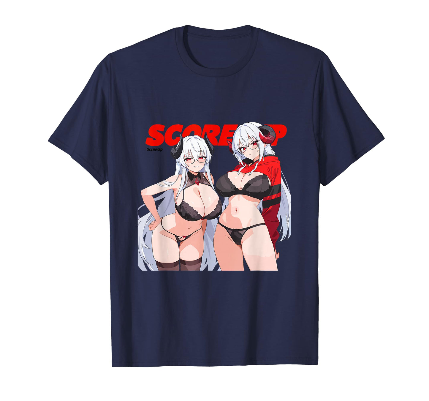 Waifu Sexy Anime Girl Glasses Horns Japanese Style T-Shirt