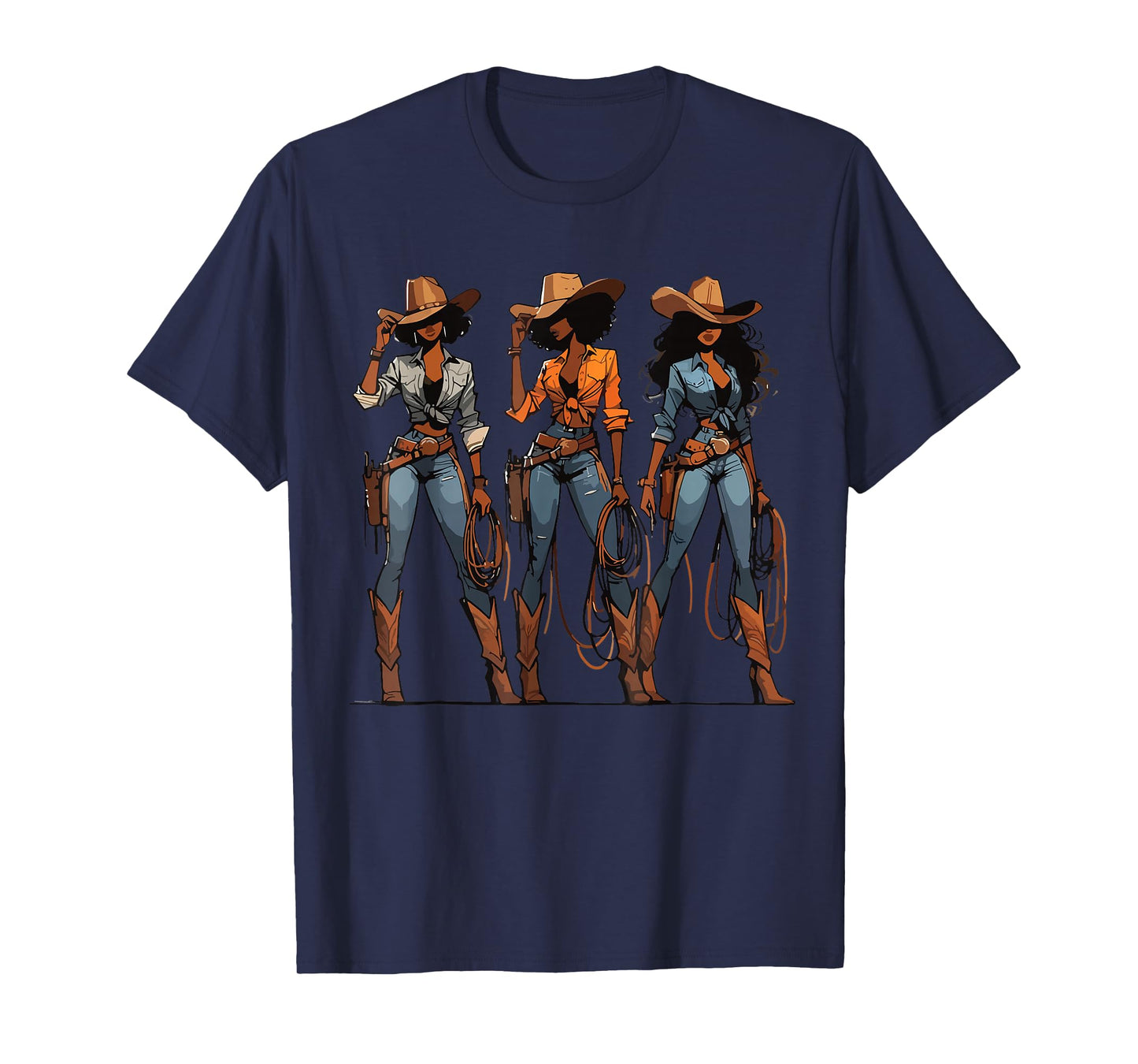 Black Cowgirl Western Rodeo Melanin Black Texas T-Shirt
