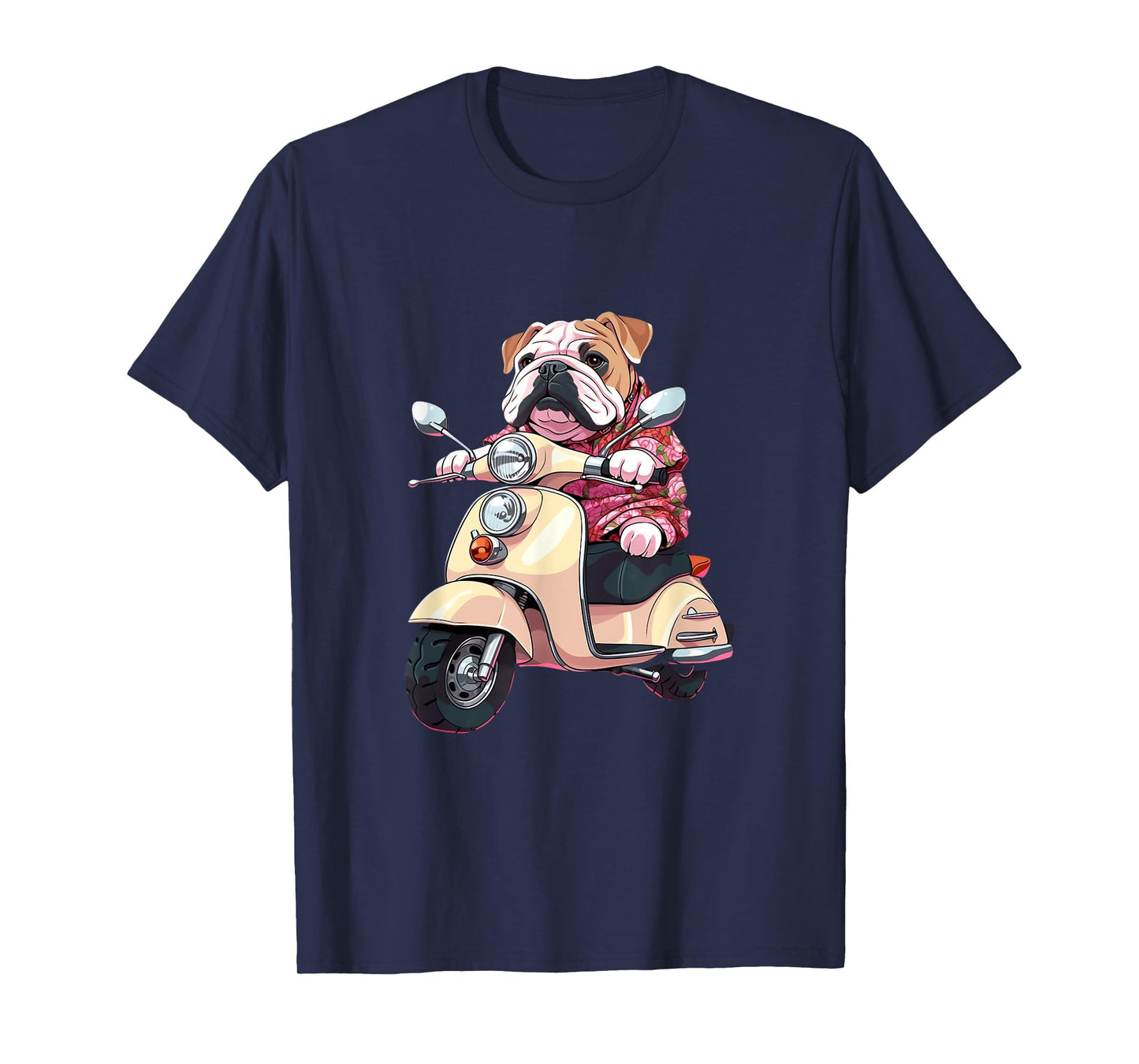 English Bulldog on Scooter Funny Motor Biker Moped Rider Dog T-Shirt