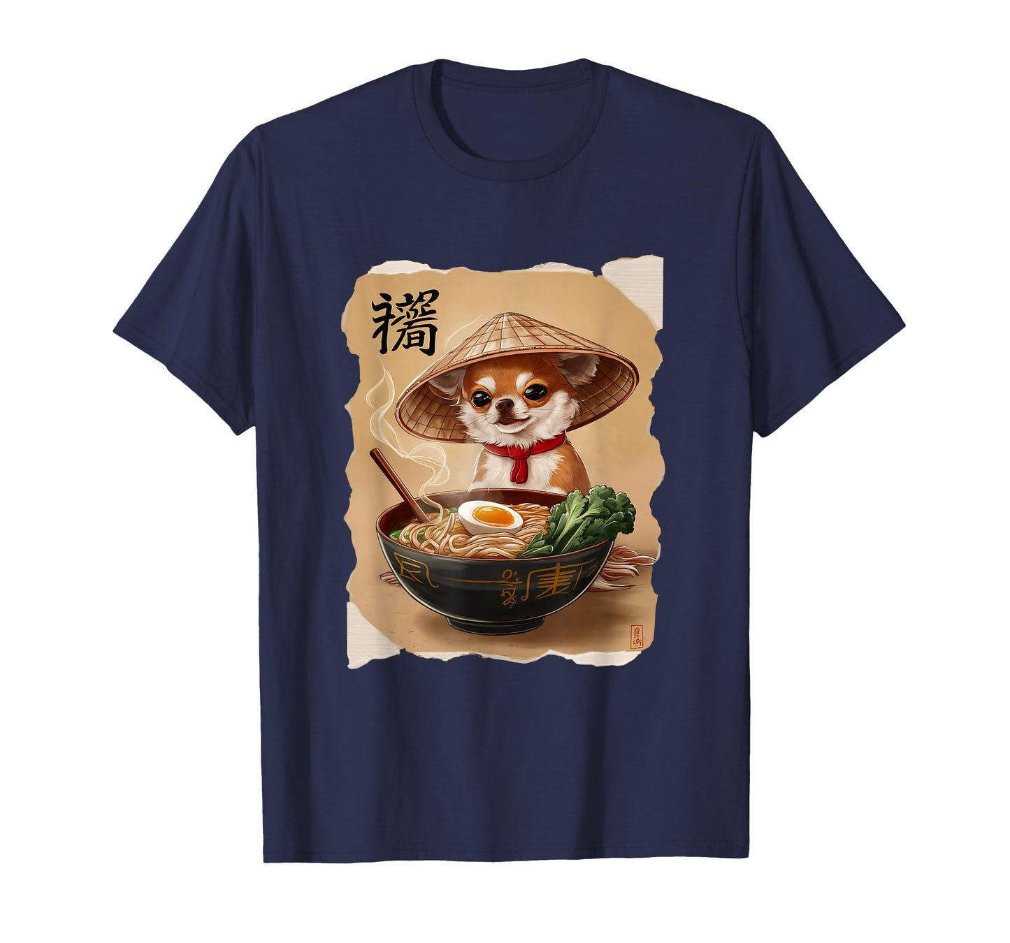 Men Woman Kawaii Eating Ramen Japanese Chihuahua T-Shirt