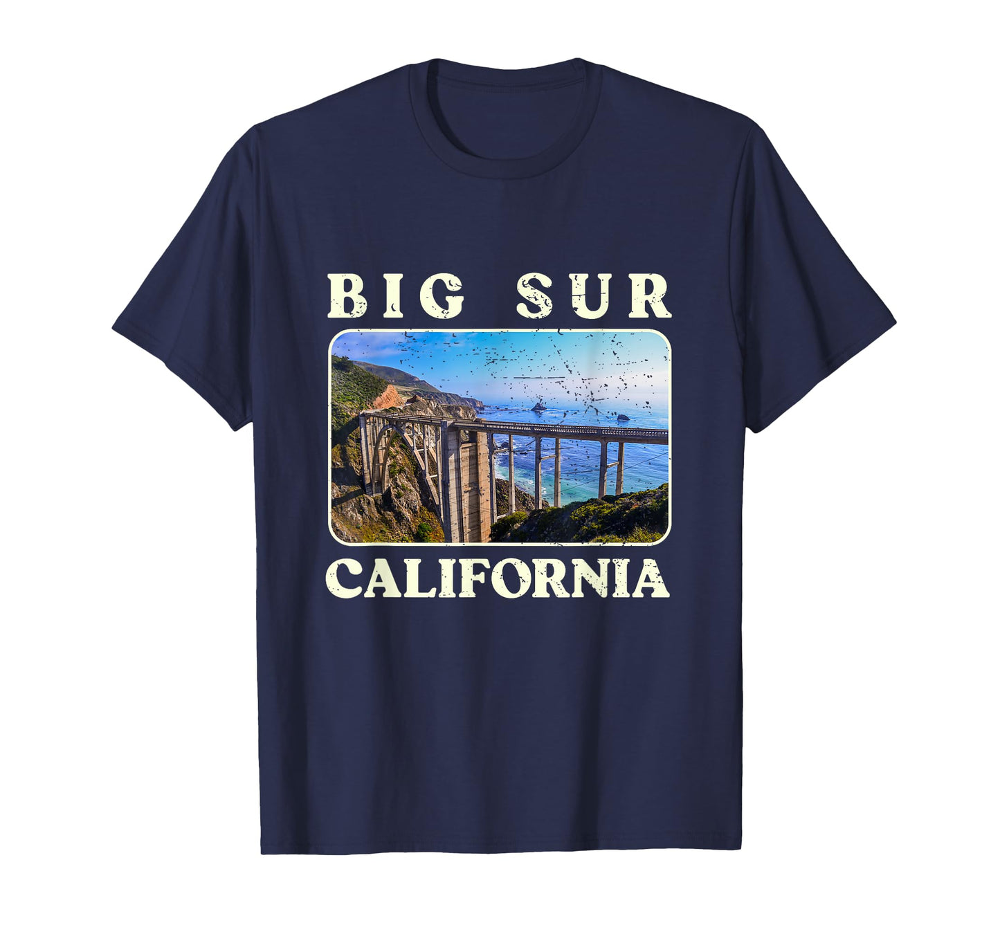 Vintage Bixby Bridge Landscape California Big Sur Travel T-Shirt