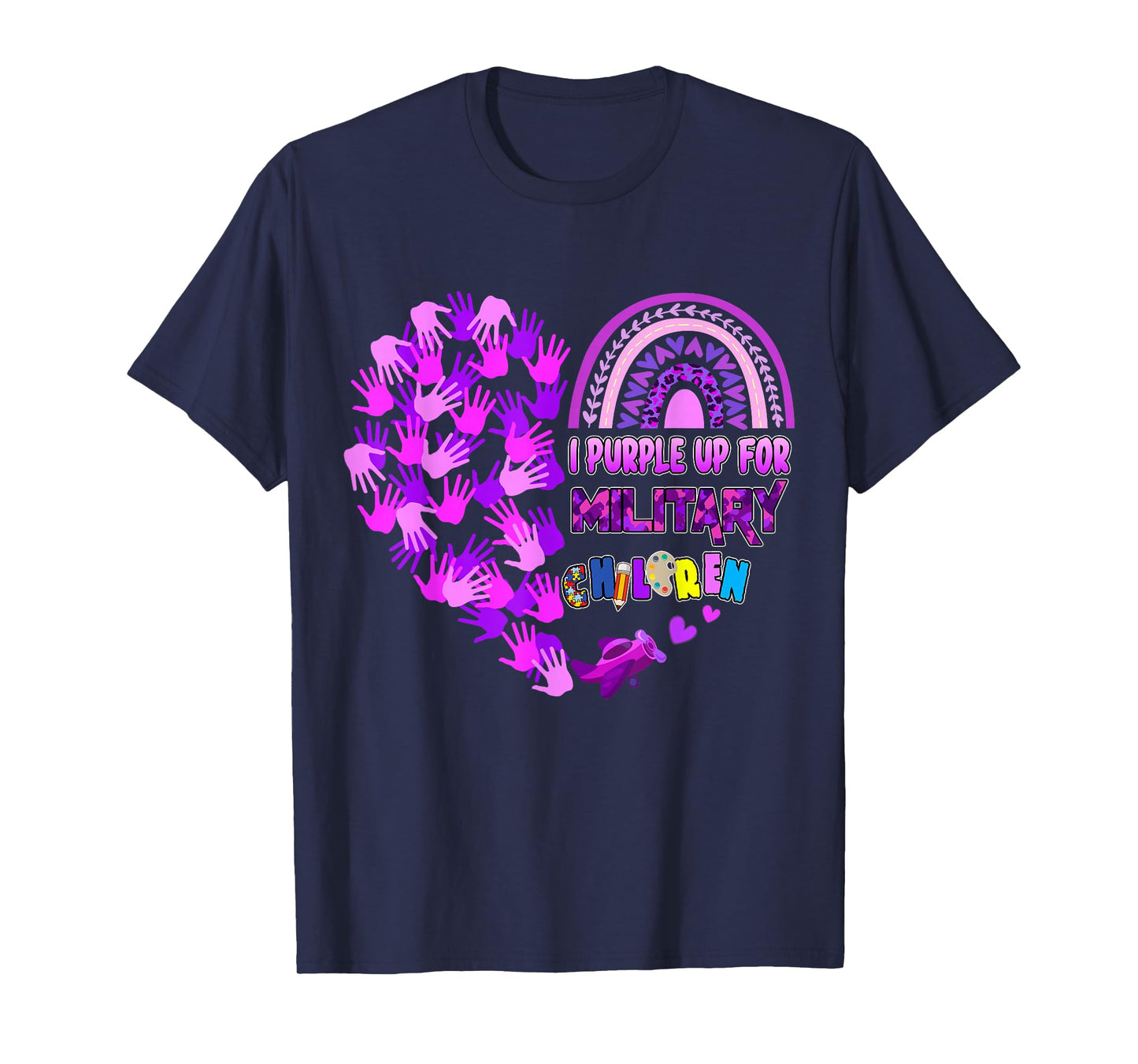 Heart Military Child Month - Purple Up For Military Kids T-Shirt