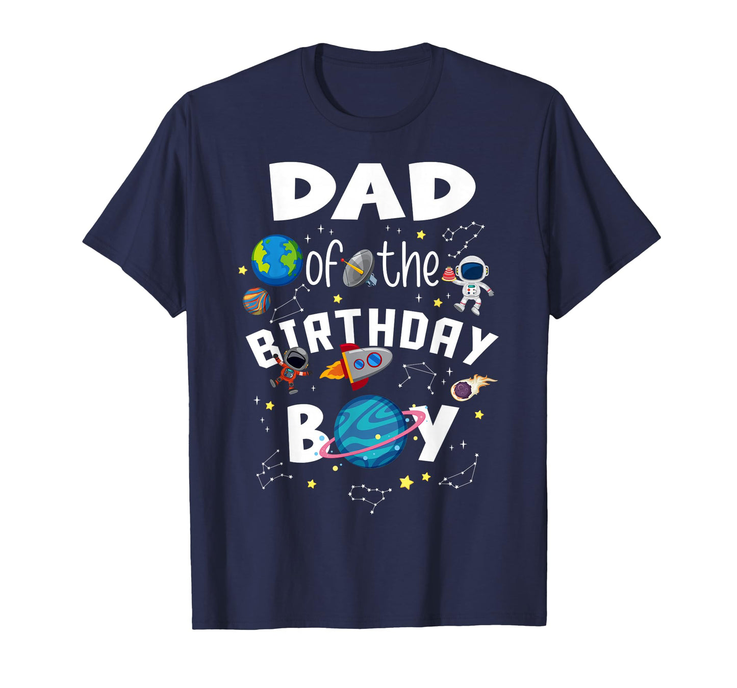 Birthday Boy Astronaut Party Look with Rocket and Stars for T-Shirt