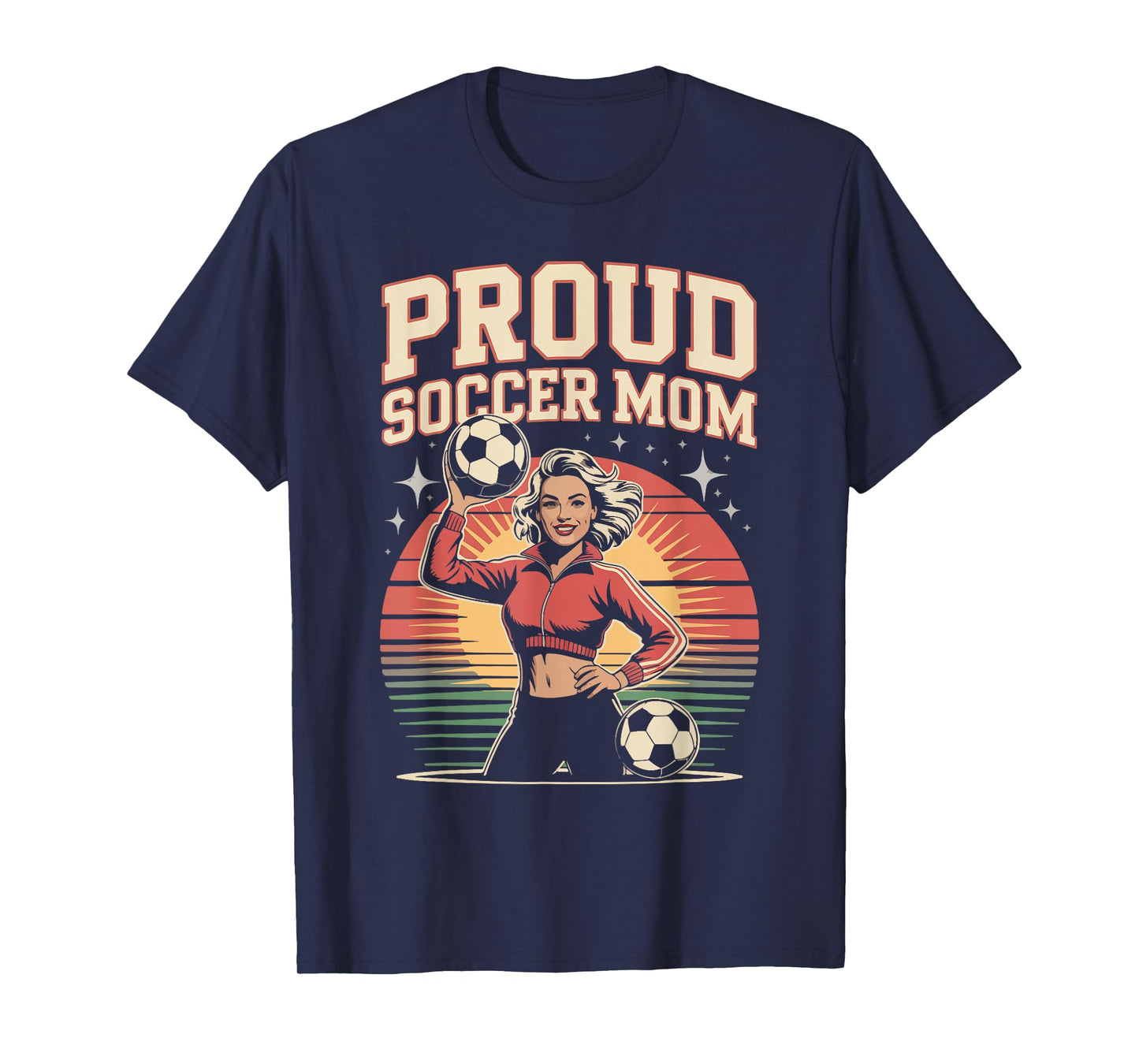 Proud Soccer Mom Retro Sunset Vibes T-Shirt