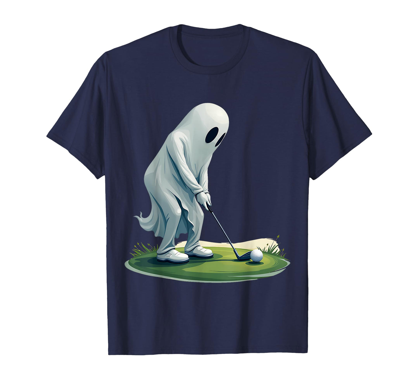 Halloween Ghost Playing Golf Funny Party Costume T-Shirt