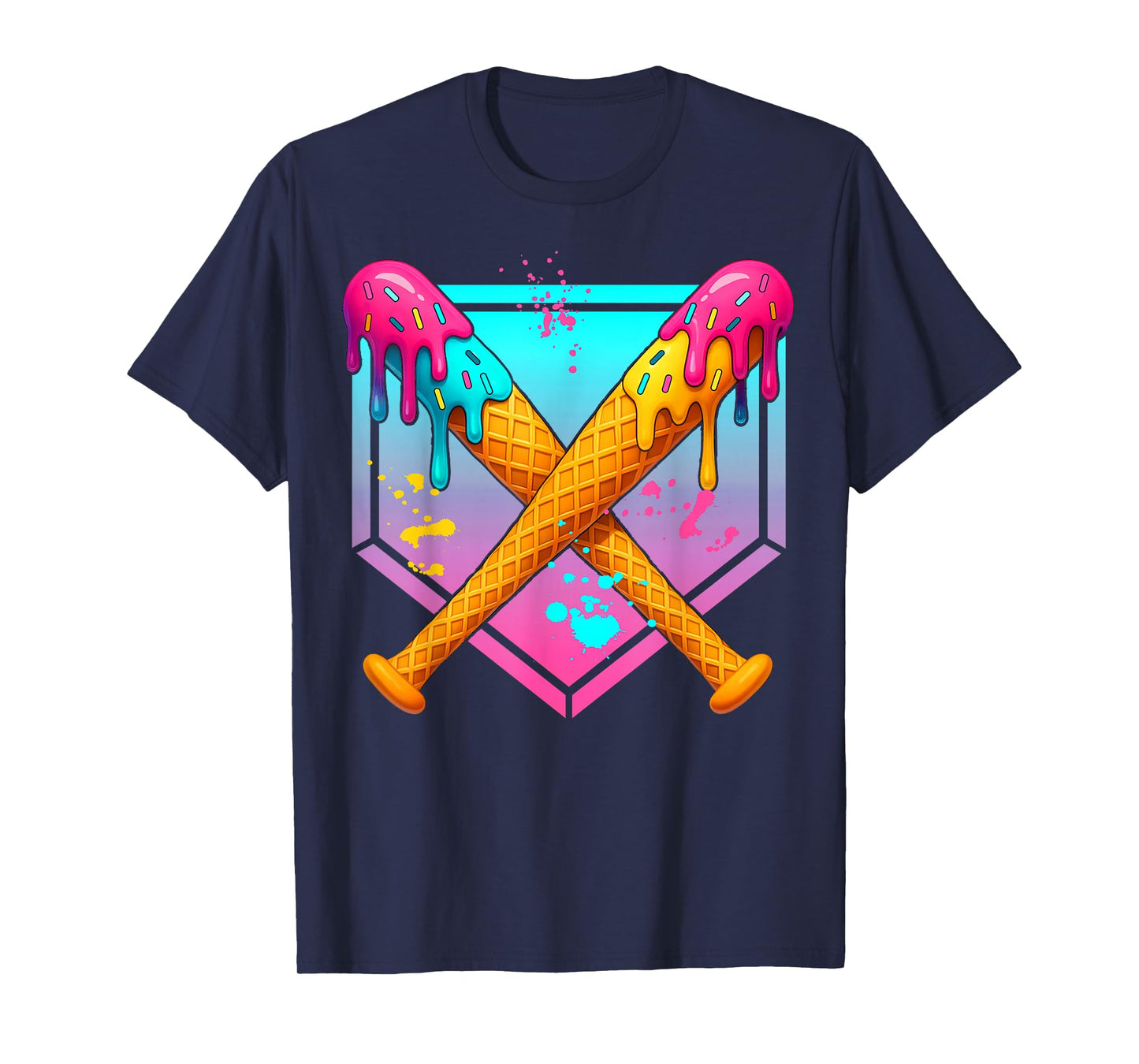 Baseball Drip Boys Ice Cream Youth Sweet Bat Home Plate T-Shirt