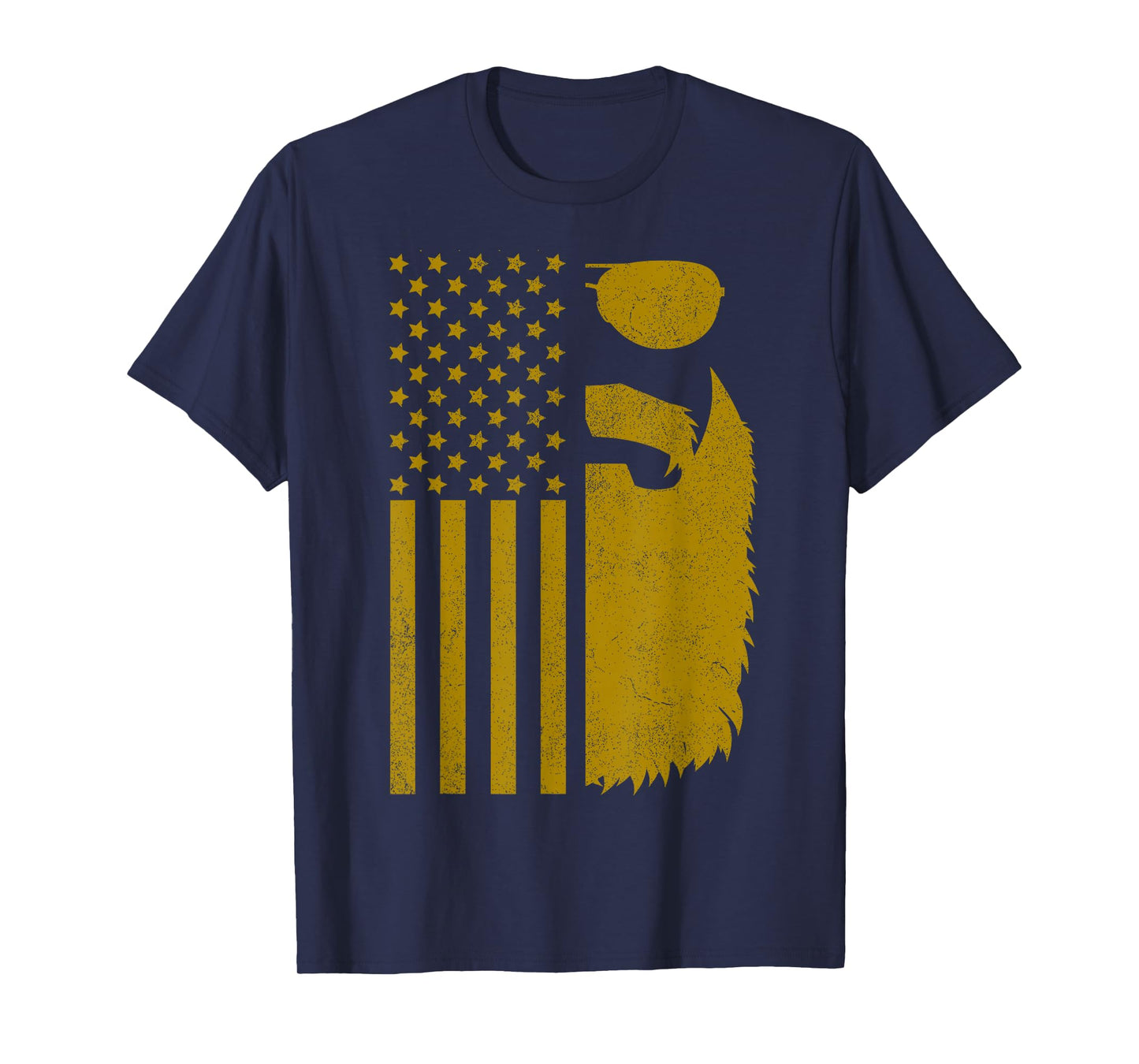 Patriotic US Flag Beard And Sunglasses For Men With Beards T-Shirt