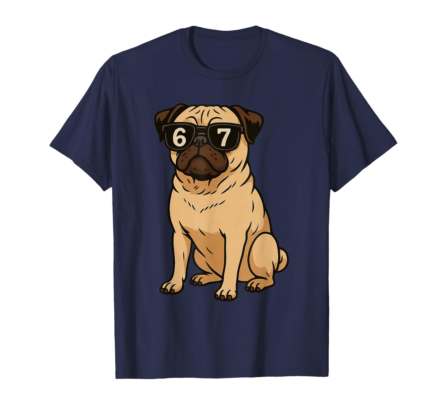 Funny Dog Pug Sunglasses 67 Six Seven Meme T-Shirt